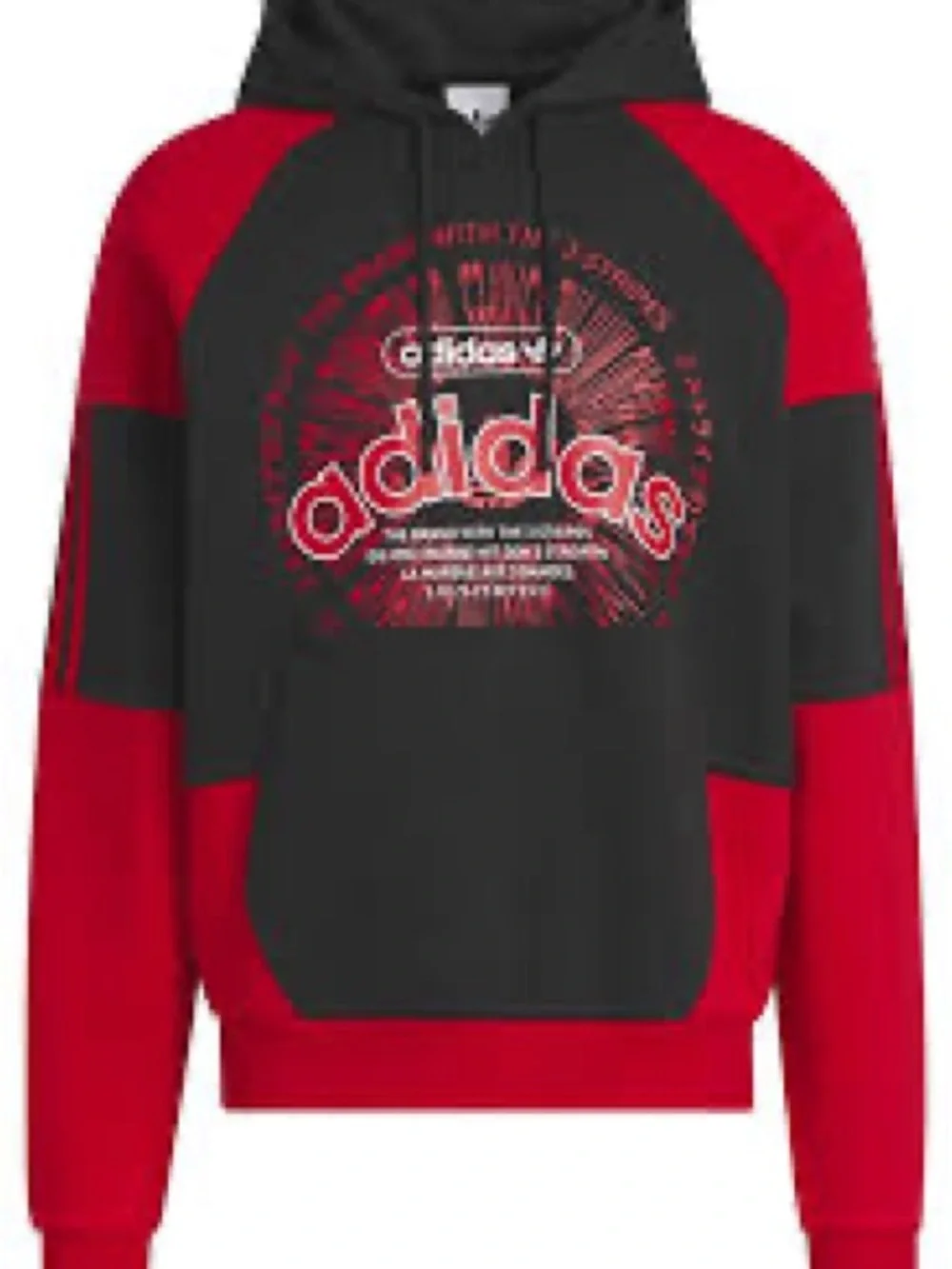 adidas Black and Red Logo Pullover Hoodie
